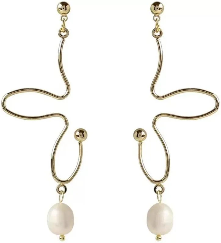 Pearl Drop Earrings for Women Girls, Gold Pearl Drop Earrings Pearl Dangle Earrings Hypoallergenic Earrings Trendy Jewelry