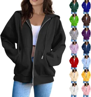 PETYCZEN Hoodies for Women Full Zip Up Hooded Sweatshirts Casual Long Sleeve Lightweight Y2K Jackets Fall Clothes 2024