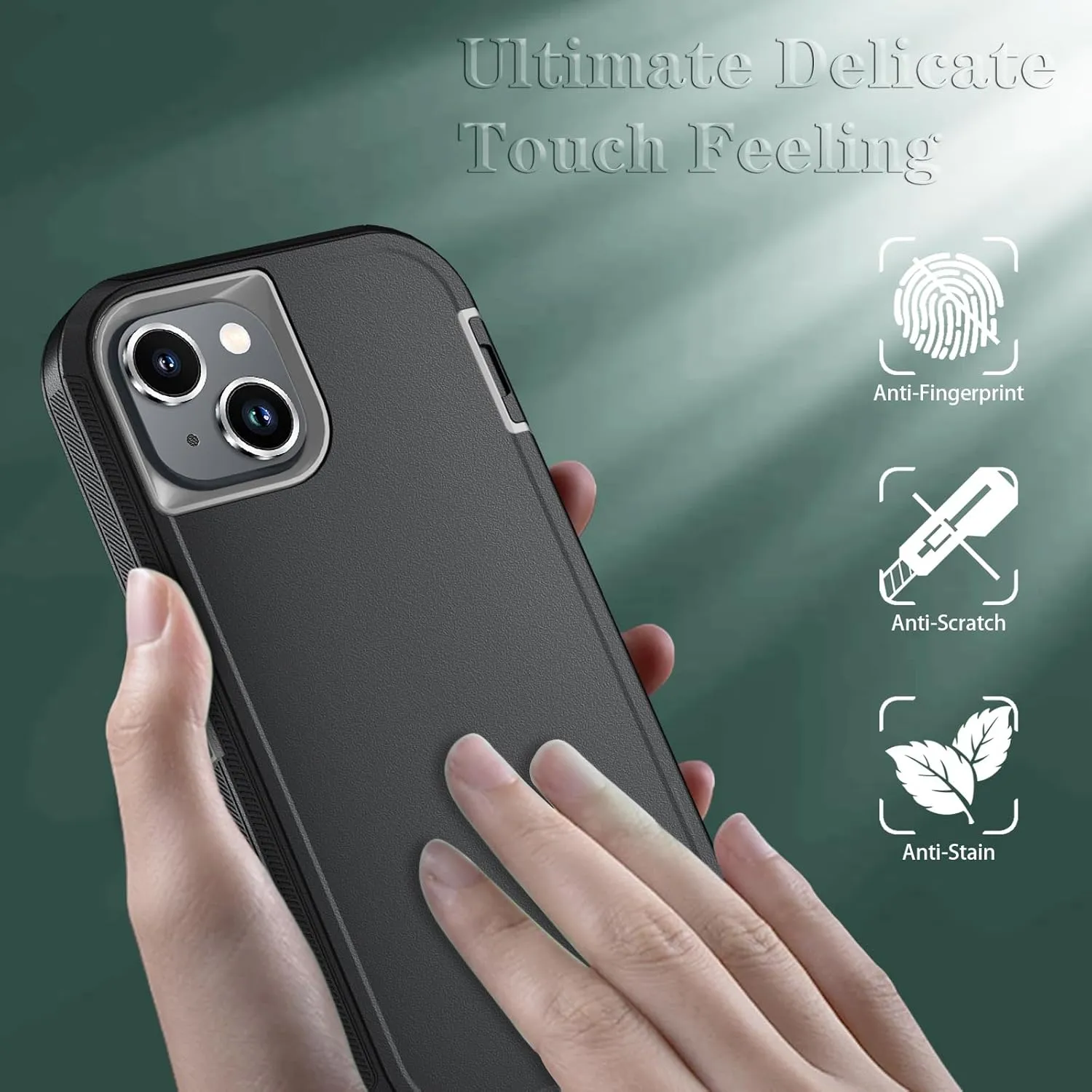 Phone Case for iPhone 13 Case/iPhone 14 Case with HD Screen Protector, Heavy Duty Shockproof & Dropproof 3-Layer Cover Phone Case for iPhone 13/14 (BlackGray)