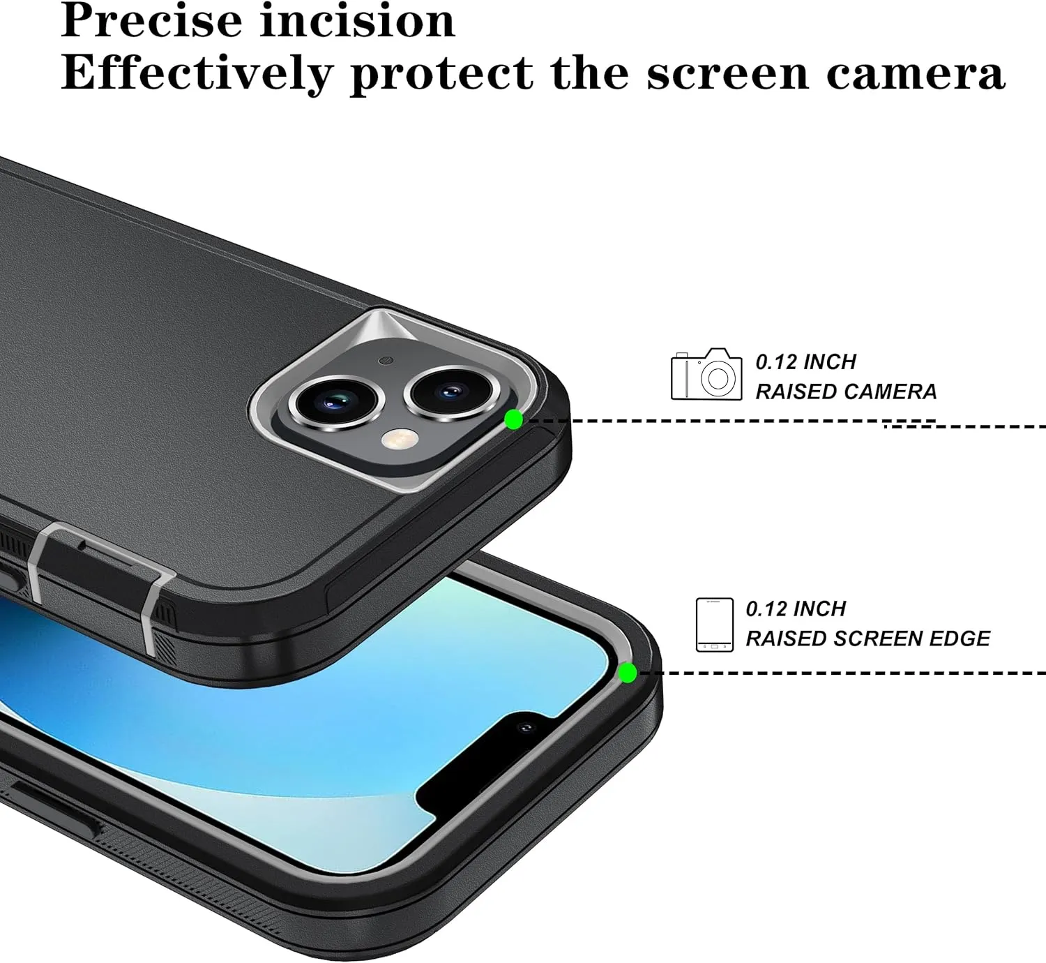 Phone Case for iPhone 13 Case/iPhone 14 Case with HD Screen Protector, Heavy Duty Shockproof & Dropproof 3-Layer Cover Phone Case for iPhone 13/14 (BlackGray)