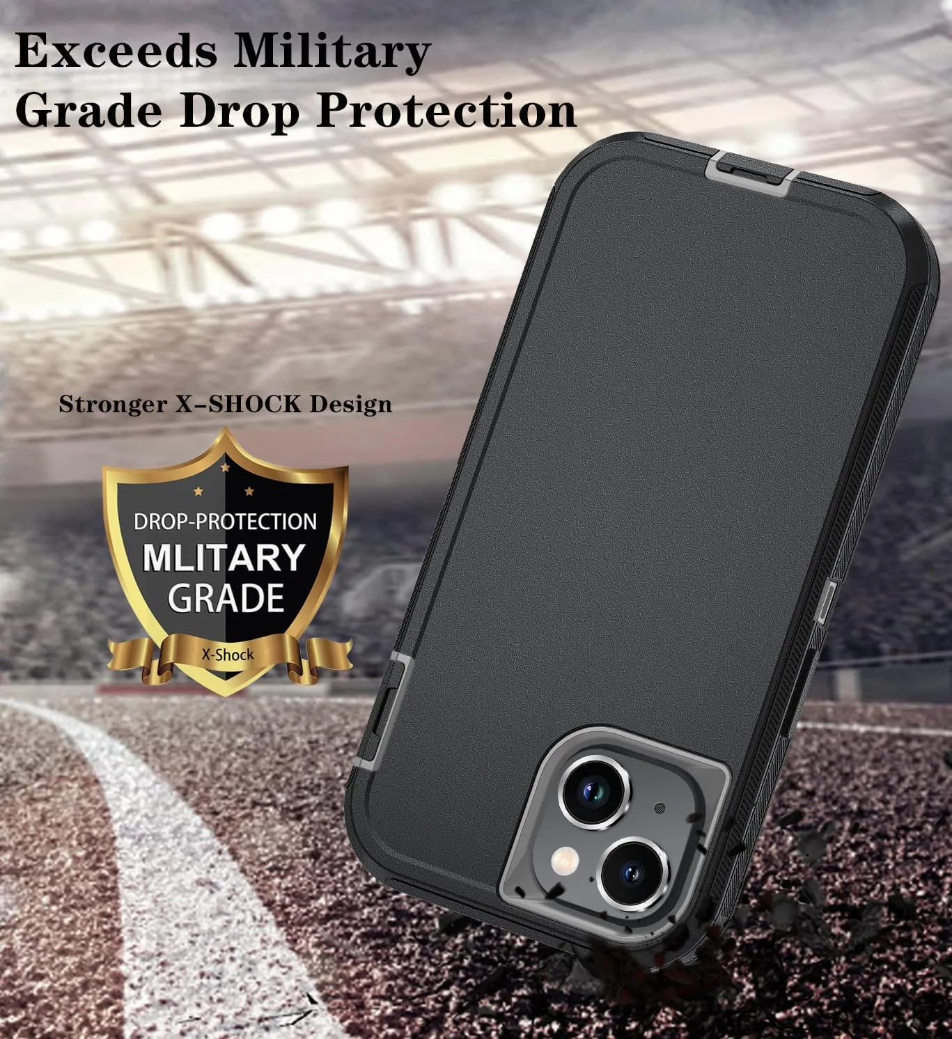 Phone Case for iPhone 13 Case/iPhone 14 Case with HD Screen Protector, Heavy Duty Shockproof & Dropproof 3-Layer Cover Phone Case for iPhone 13/14 (BlackGray)