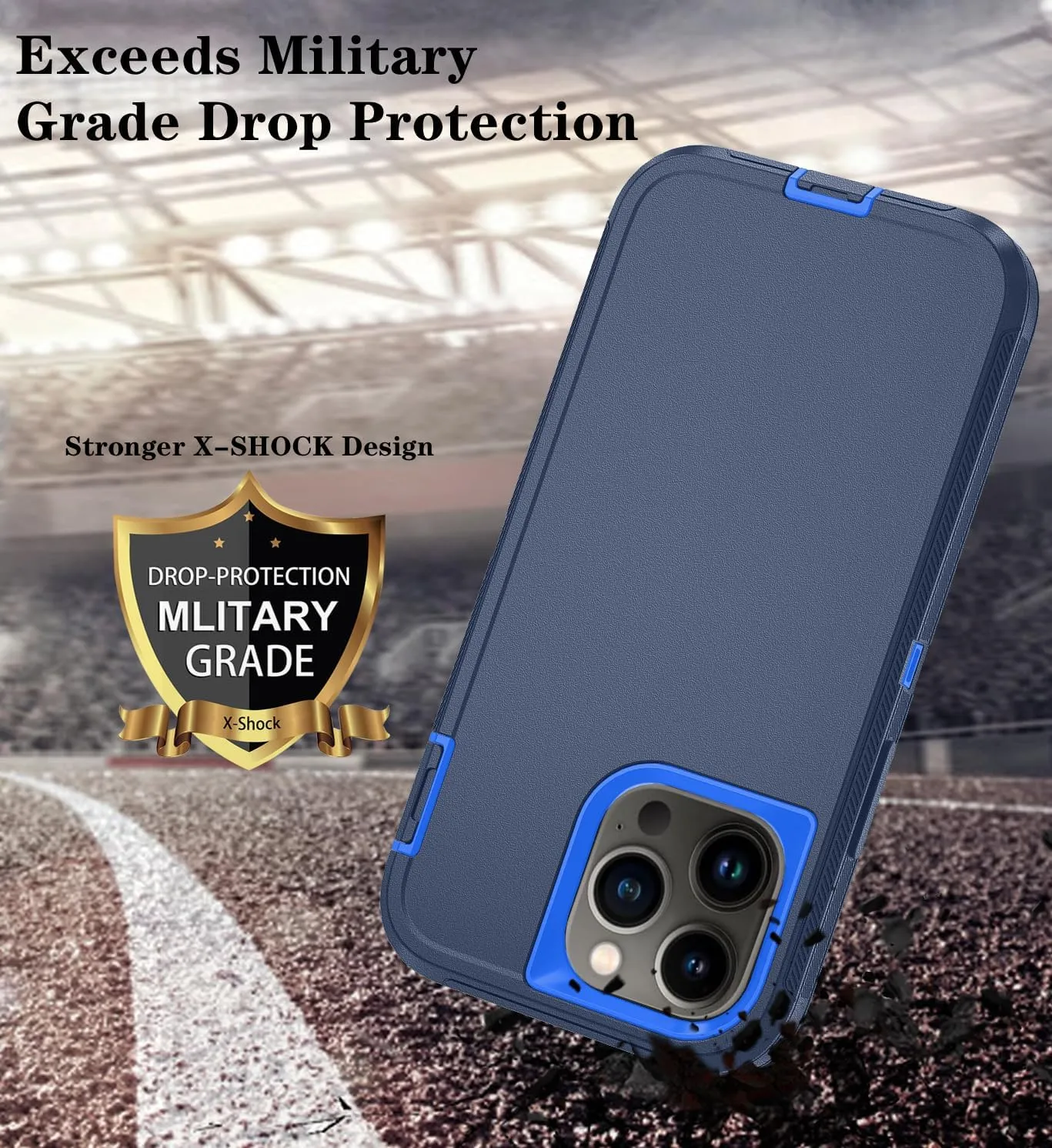 Phone Case for iPhone 13 Pro Max Case with HD Screen Protector, Heavy Duty Shockproof & DustProof & Dropproof 3-Layer Cover Phone Case for iPhone 13 Pro Max (6.7'') (DarkBlue)
