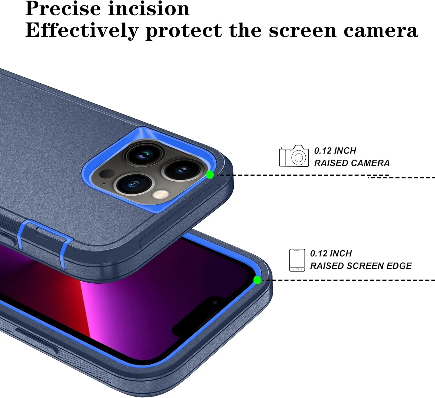 Phone Case for iPhone 13 Pro Max Case with HD Screen Protector, Heavy Duty Shockproof & DustProof & Dropproof 3-Layer Cover Phone Case for iPhone 13 Pro Max (6.7'') (DarkBlue)