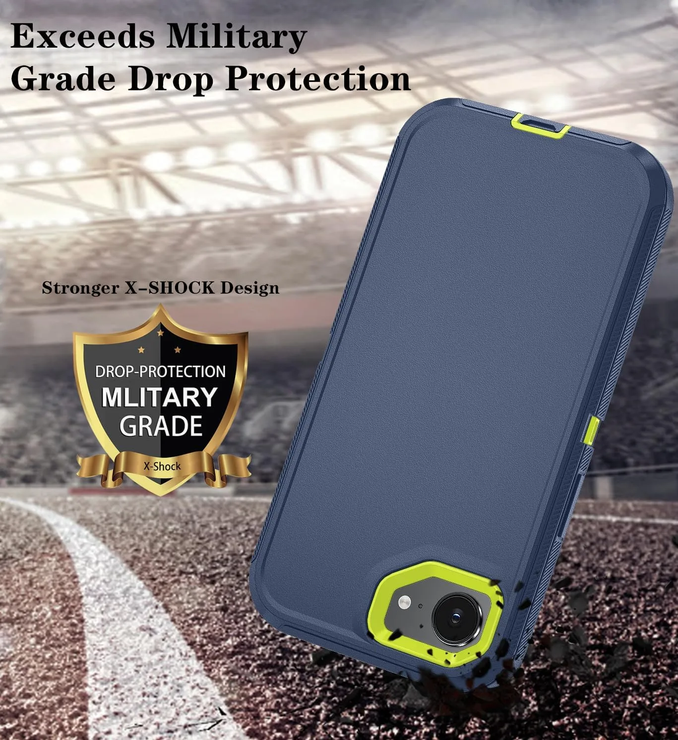 Phone Case for iPhone 16e Case with HD Screen Protector, Heavy Duty Shockproof & DustProof & Dropproof 3-Layer Cover Phone Case for iPhone 16e,DarkBlueGreen