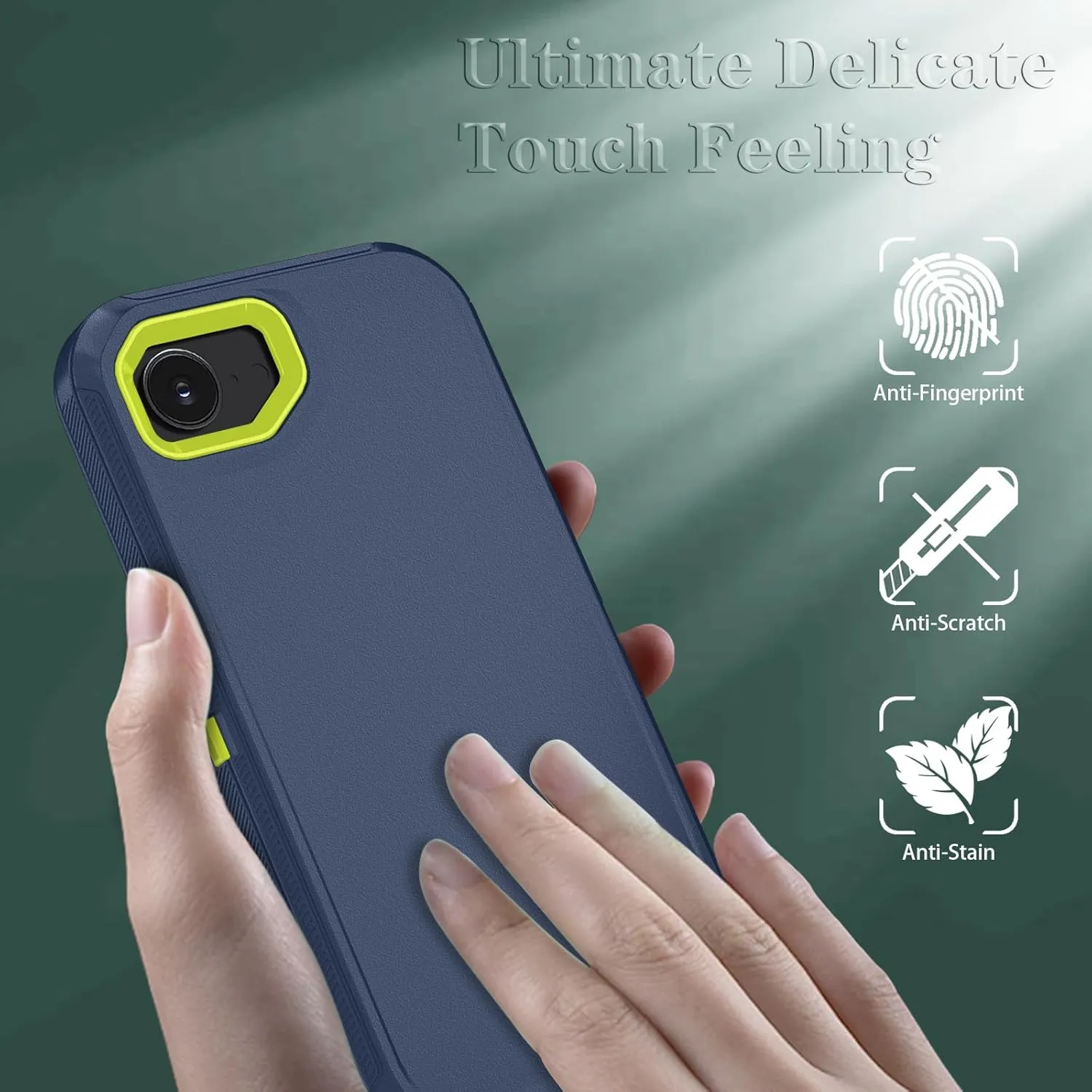 Phone Case for iPhone 16e Case with HD Screen Protector, Heavy Duty Shockproof & DustProof & Dropproof 3-Layer Cover Phone Case for iPhone 16e,DarkBlueGreen