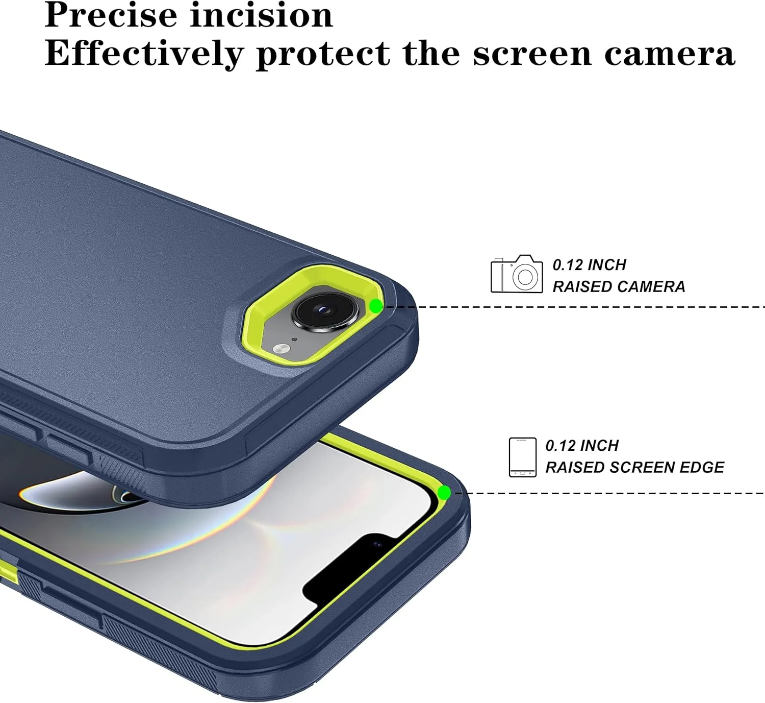 Phone Case for iPhone 16e Case with HD Screen Protector, Heavy Duty Shockproof & DustProof & Dropproof 3-Layer Cover Phone Case for iPhone 16e,DarkBlueGreen