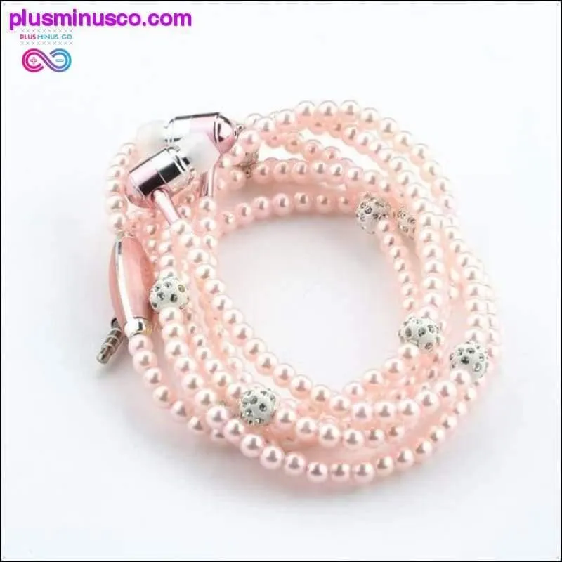 Pink Pearl Rhinestone Universal Noise Cancelling Earphones
