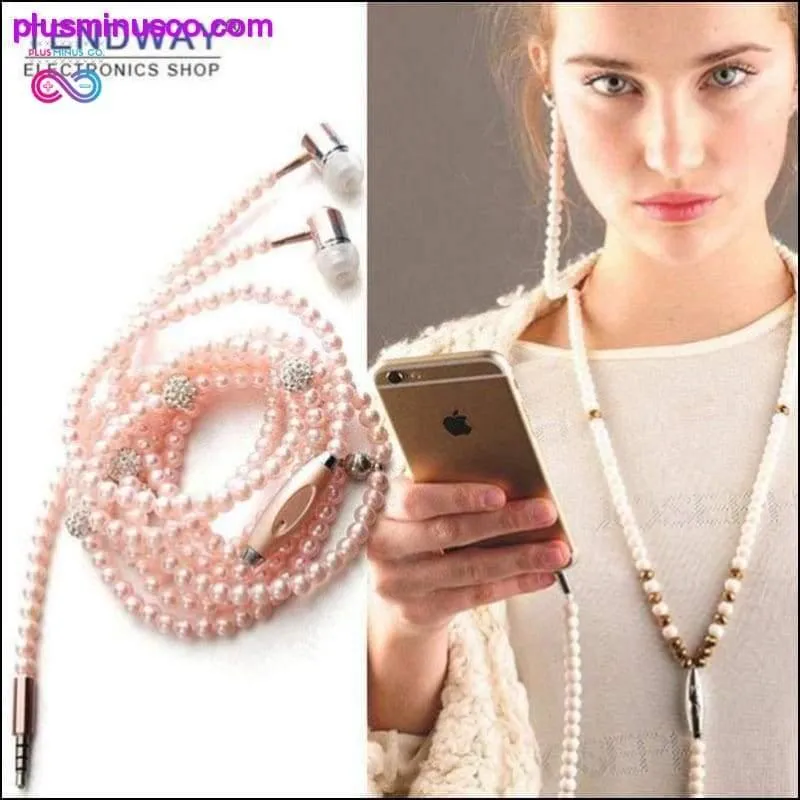 Pink Pearl Rhinestone Universal Noise Cancelling Earphones