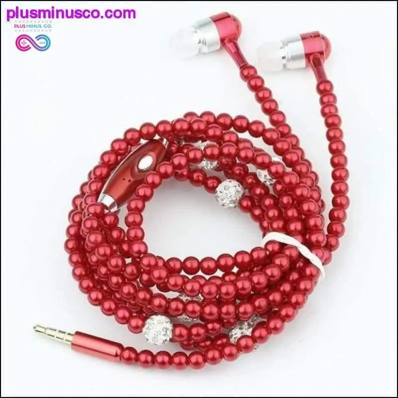Pink Pearl Rhinestone Universal Noise Cancelling Earphones