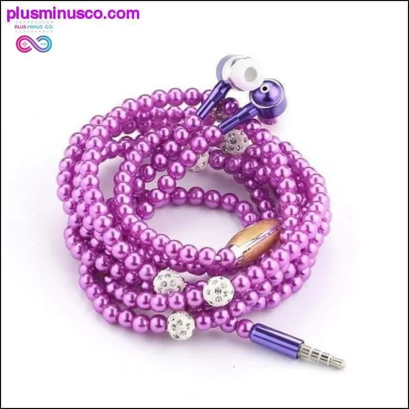 Pink Pearl Rhinestone Universal Noise Cancelling Earphones