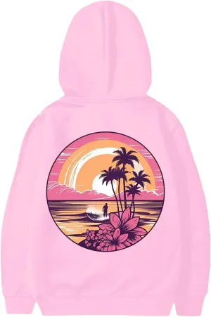 Pink Pom Puff Hoodie Kids Fleece Sweatshirt for Boys & Girls, Gifts for Kids 9-10 Years