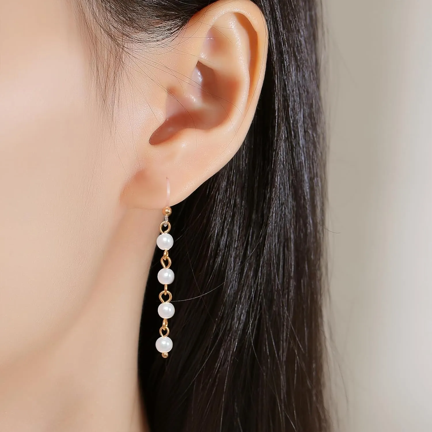Plastic Earrings, KMEOSCH Lightweight and Elegant Drop Dangle Pearl Earrings on Hypoallergenic Plastic Hooks for Sensitive Ears 1 Pair Gift Package