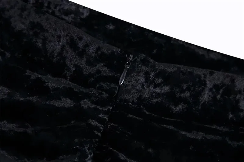 PLEATED VELVET ASYMMETRICAL MINI SKIRT