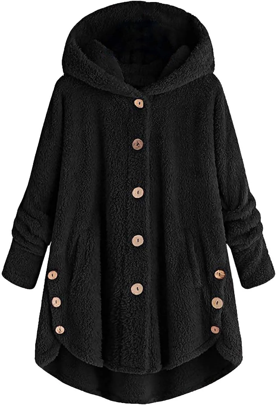 Plus Size Shearling Jacket For Women Plus Size Casual Loose Soft Sherpa Pullover Hoodie Button Down Hooded Pajama Tops