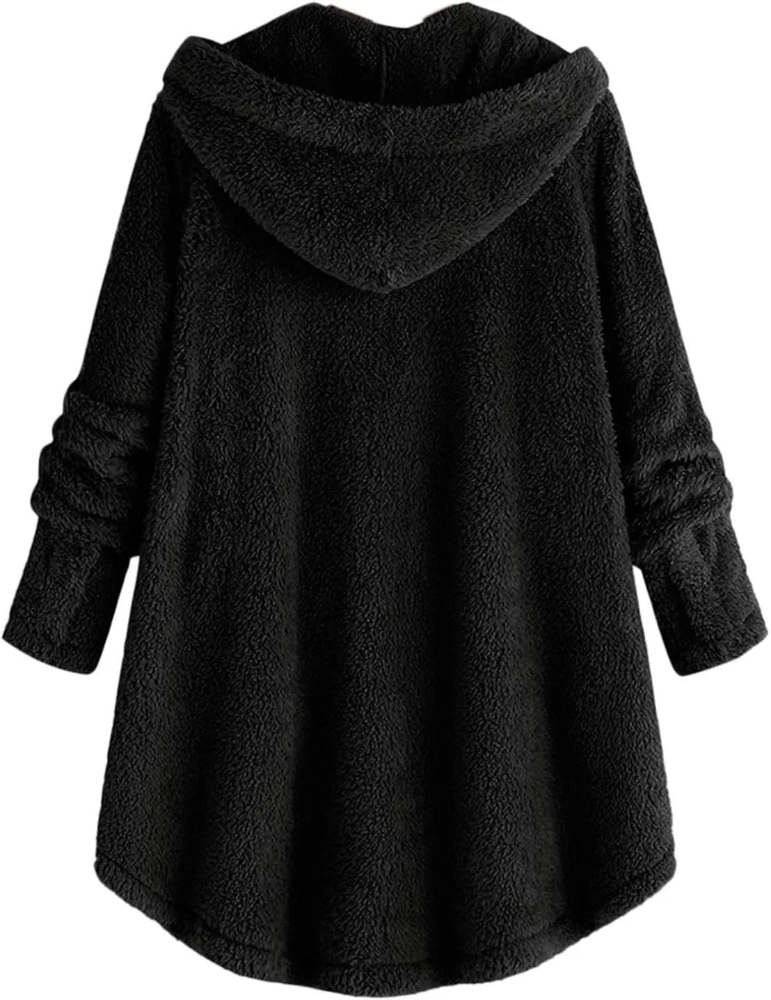 Plus Size Shearling Jacket For Women Plus Size Casual Loose Soft Sherpa Pullover Hoodie Button Down Hooded Pajama Tops