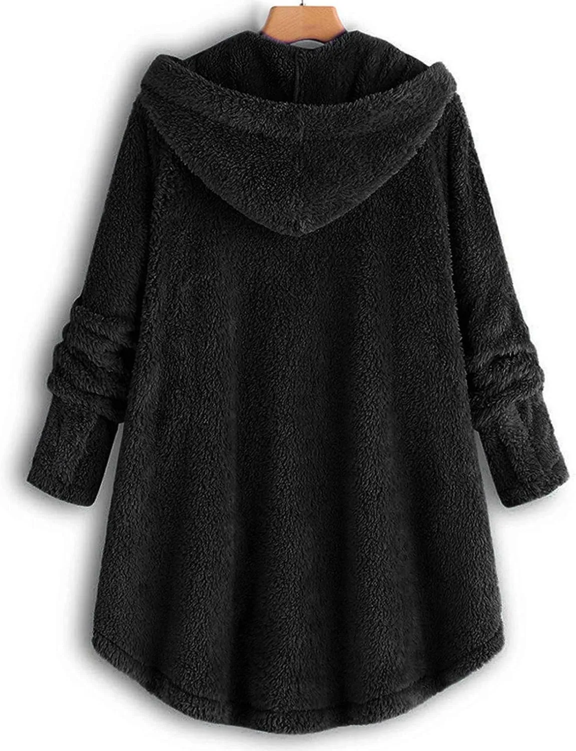 Plus Size Shearling Jacket For Women Plus Size Casual Loose Soft Sherpa Pullover Hoodie Button Down Hooded Pajama Tops