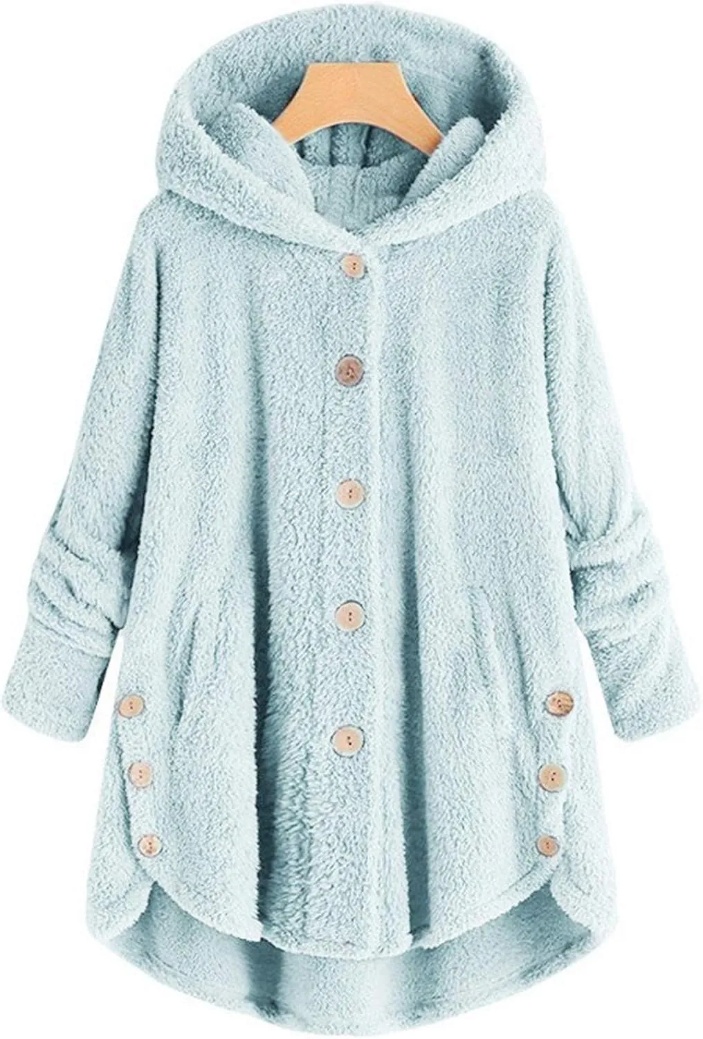 Plus Size Shearling Jacket For Women Plus Size Casual Loose Soft Sherpa Pullover Hoodie Button Down Hooded Pajama Tops