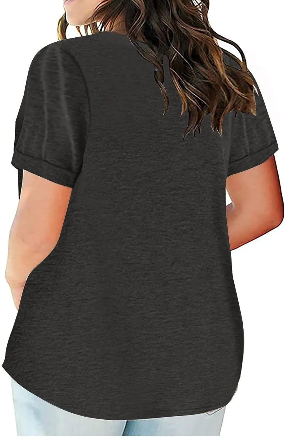 Plus Size Tops for Women Trendy V Neck Short Sleeve Summer Shirts Oversized Tunic Top Loose Fit Blouses Basic Tshirt
