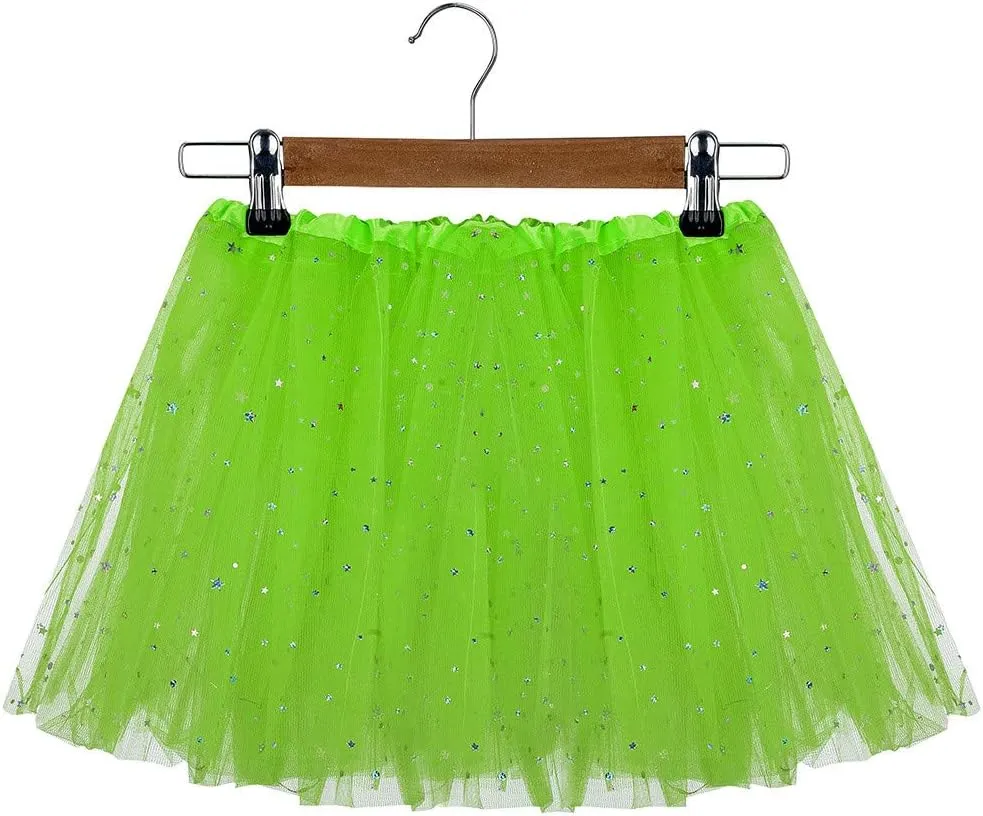 Plus Size Tulle Skirt Women Small Princess Star Bulb with Pleated Sequins Mesh Skirt Skirt Folklorico Practice
