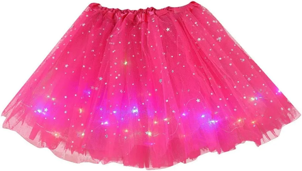 Plus Size Tulle Skirt Women Small Princess Star Bulb with Pleated Sequins Mesh Skirt Skirt Folklorico Practice