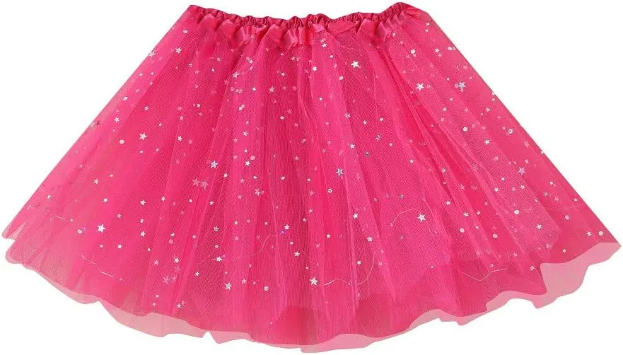 Plus Size Tulle Skirt Women Small Princess Star Bulb with Pleated Sequins Mesh Skirt Skirt Folklorico Practice
