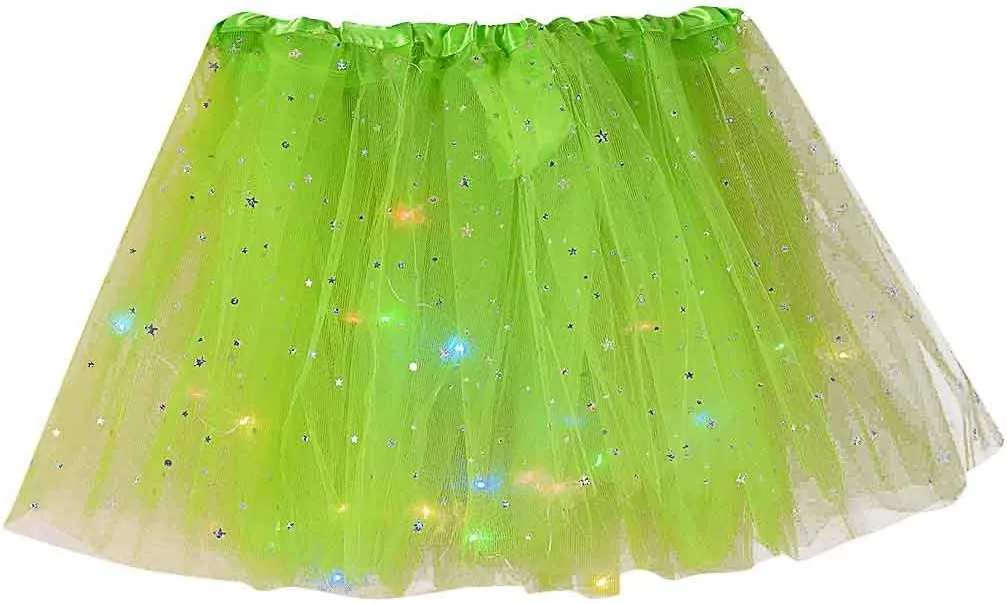 Plus Size Tulle Skirt Women Small Princess Star Bulb with Pleated Sequins Mesh Skirt Skirt Folklorico Practice