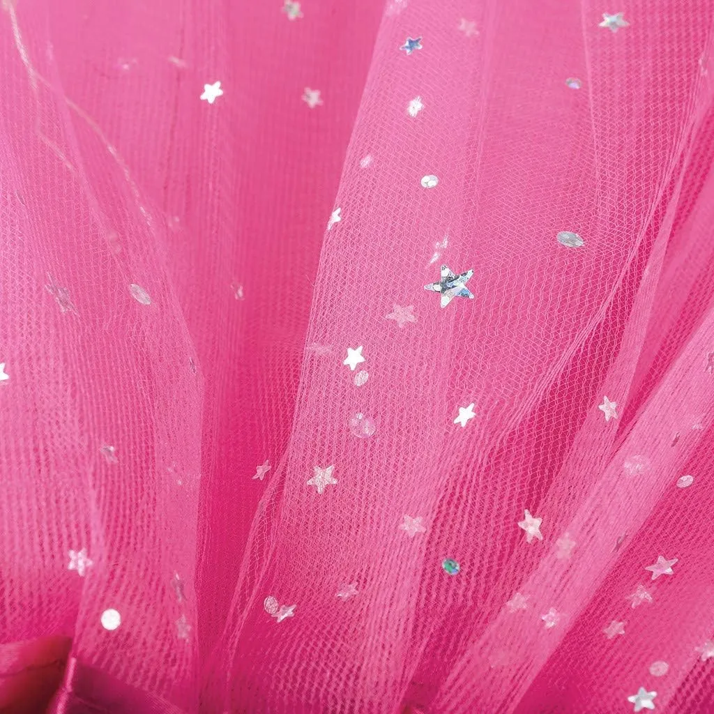 Plus Size Tulle Skirt Women Small Princess Star Bulb with Pleated Sequins Mesh Skirt Skirt Folklorico Practice