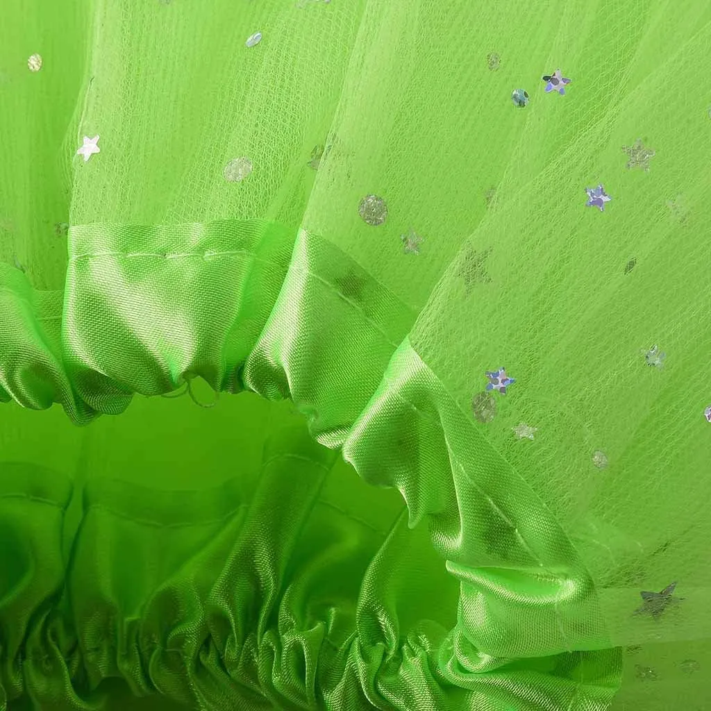 Plus Size Tulle Skirt Women Small Princess Star Bulb with Pleated Sequins Mesh Skirt Skirt Folklorico Practice
