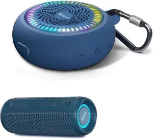 Portable Bluetooth Speaker, IPX7 Waterproof Wireless Bluetooth Speaker, Bassboom Technology, 25W Loud Stereo Sound, LED Light with TWS Pairing, 16H Playtime for Home and Outdoor