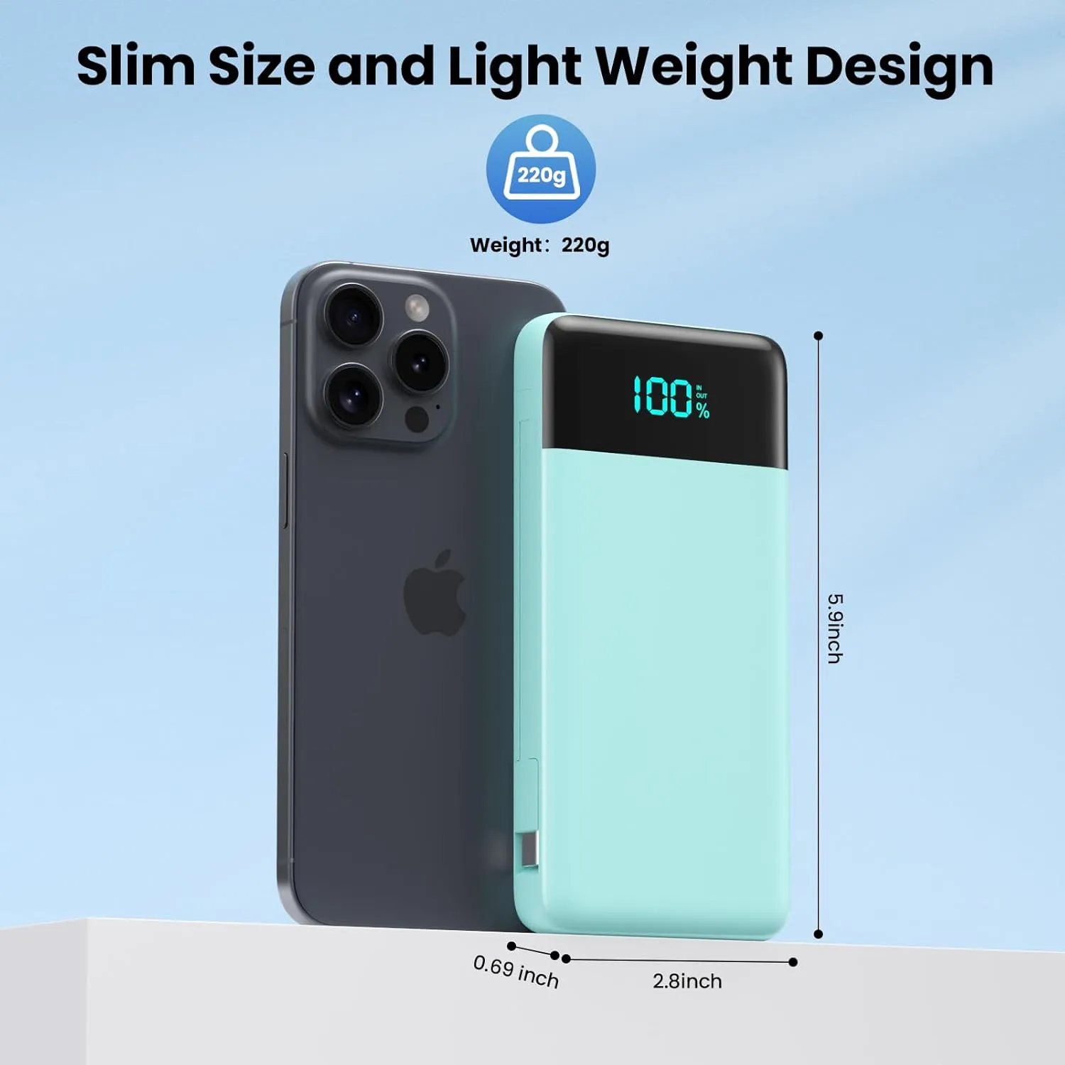Portable Charger for iPhone with Built in Cables and Wall Plug,Upgraded 13800mAh Fast Charging USB C Power Bank,4 Outputs Travel Essential Battery Pack Compatible with iPhone 15/14/13/12,Samsung-Green