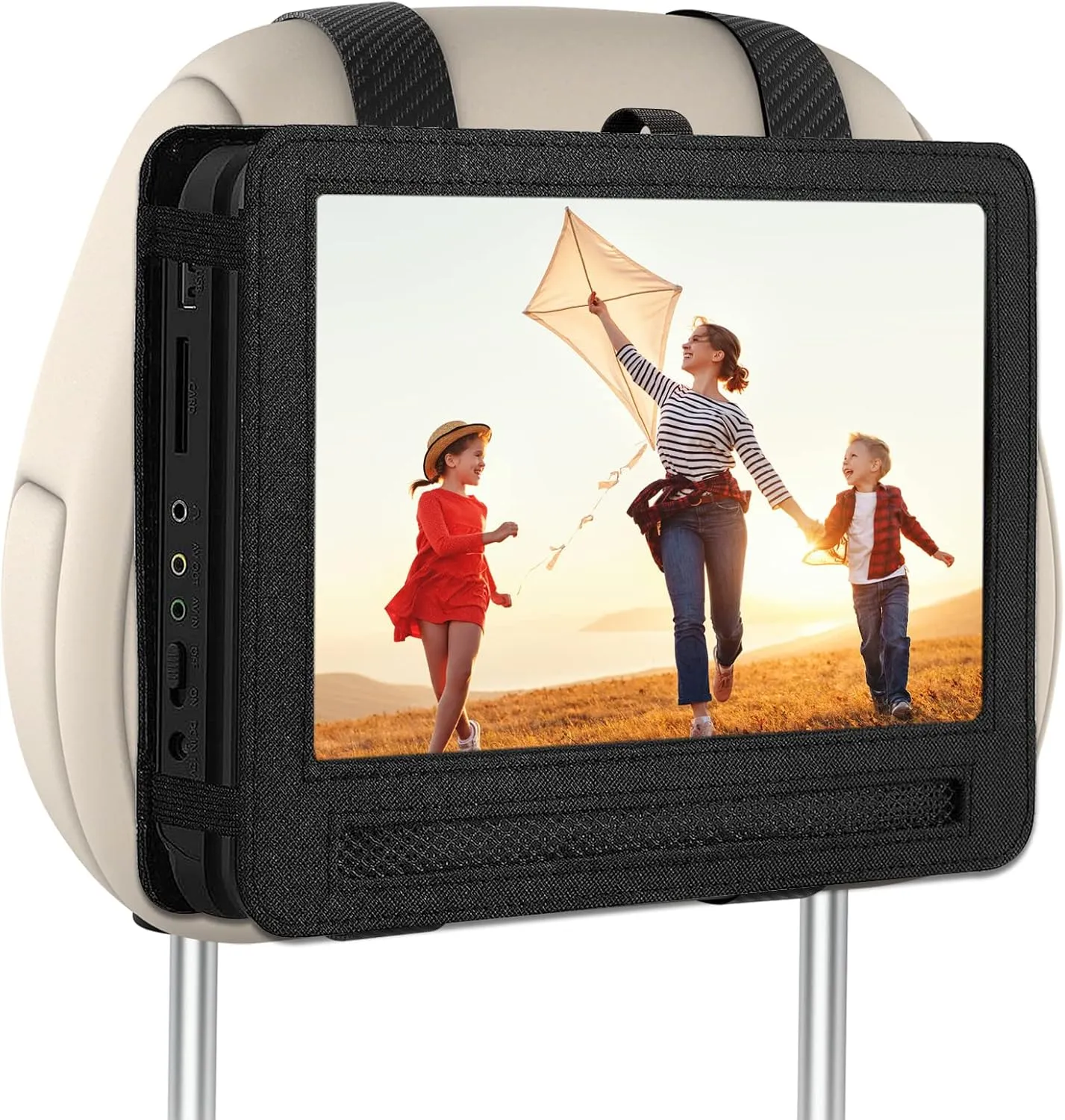 Portable DVD Player Headrest Mount Holder Car Headrest Mount Holder Strap Case for Swivel & Flip Style Portable DVD Player with 10 inch to 10.5 inch Screen (CZB1012)