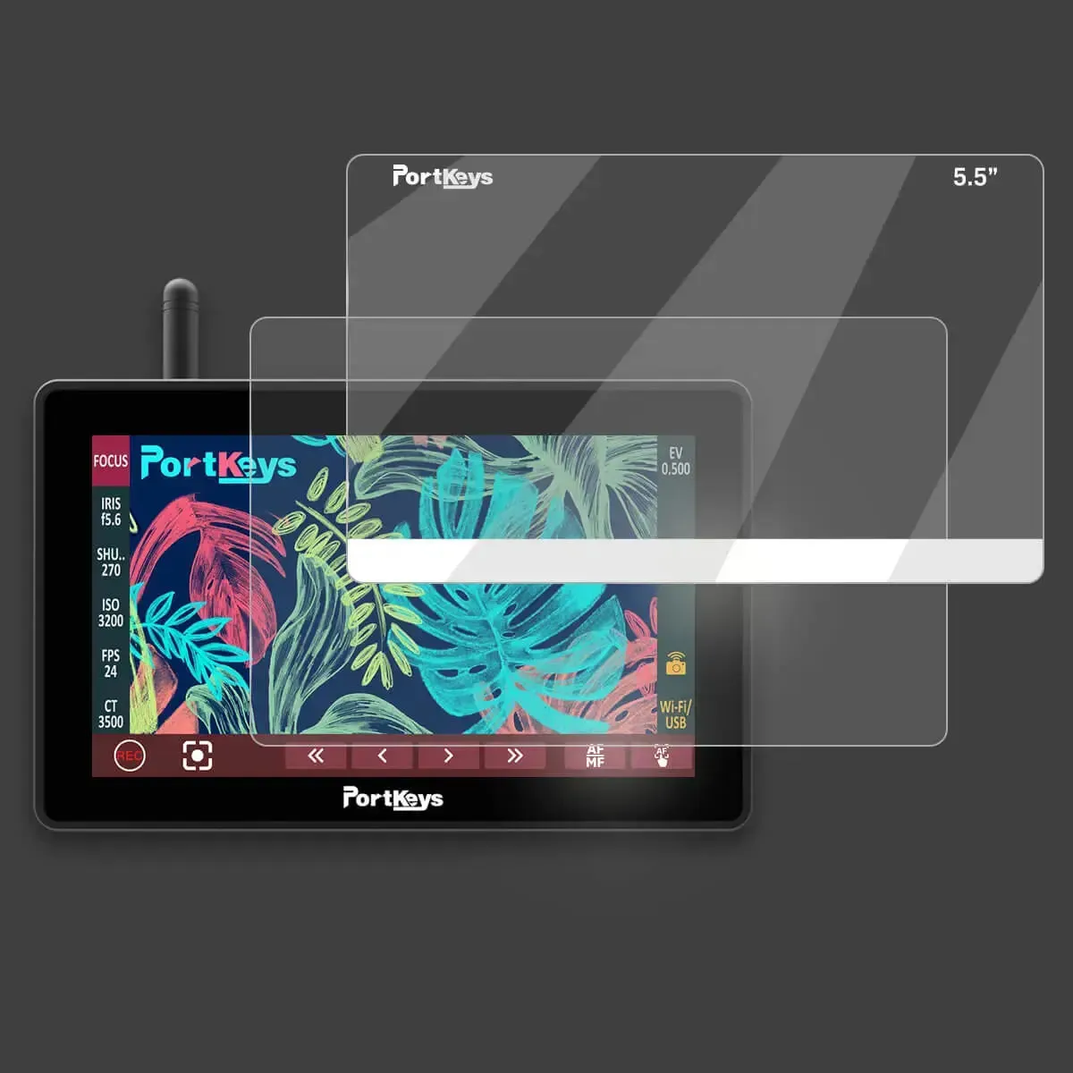 PortKeys 5.5" Tempered Glass Screen Protectors for BM5 III WR/LH5P (Pair)