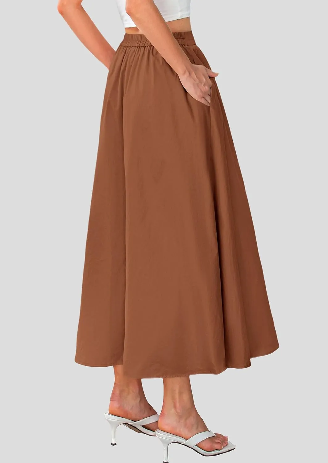 PRETTYGARDEN Maxi Skirts for Women 2025 Summer High Waisted Ruffle Casual Long Flowy A Line Skirt