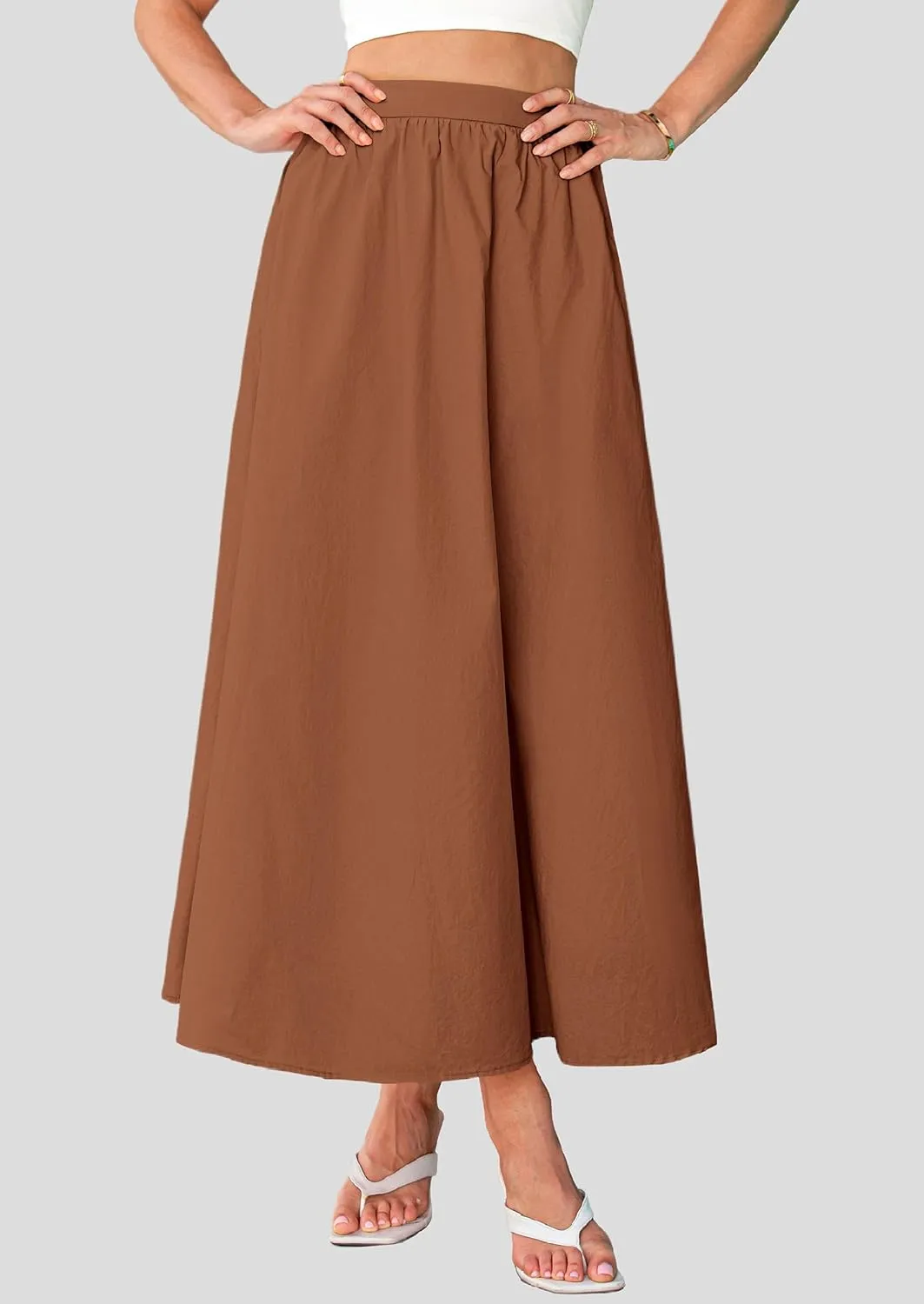 PRETTYGARDEN Maxi Skirts for Women 2025 Summer High Waisted Ruffle Casual Long Flowy A Line Skirt