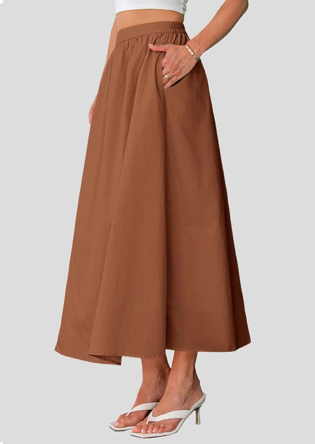 PRETTYGARDEN Maxi Skirts for Women 2025 Summer High Waisted Ruffle Casual Long Flowy A Line Skirt