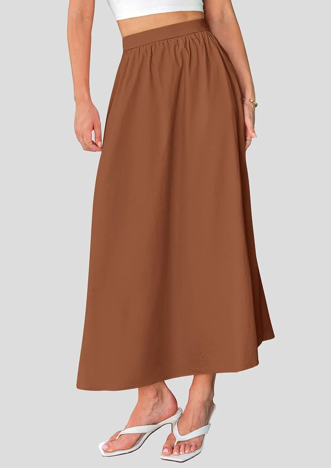 PRETTYGARDEN Maxi Skirts for Women 2025 Summer High Waisted Ruffle Casual Long Flowy A Line Skirt