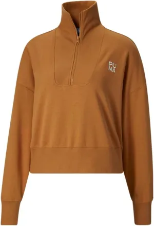 PUMA Womens Infuse Oversized Half Zip Sweatshirt Casual - Brown - Size S