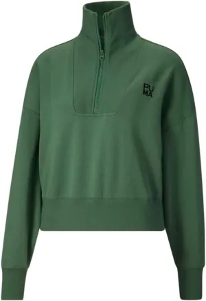 PUMA Womens Infuse Oversized Half Zip Sweatshirt Casual - Green - Size L