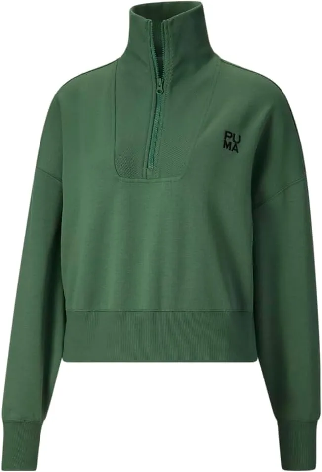 PUMA Womens Infuse Oversized Half Zip Sweatshirt Casual - Green - Size L