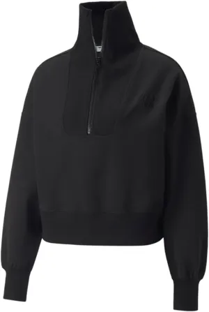 PUMA Womens Infuse Oversized Half-Zip Sweatshirt Casual Half Zip - Black - Size M