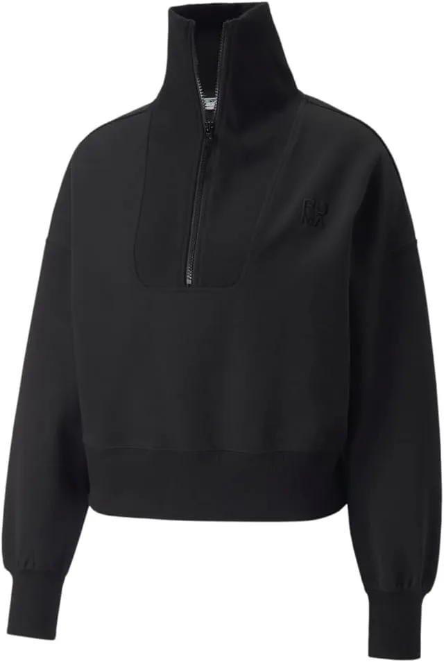PUMA Womens Infuse Oversized Half-Zip Sweatshirt Casual Half Zip - Black - Size M