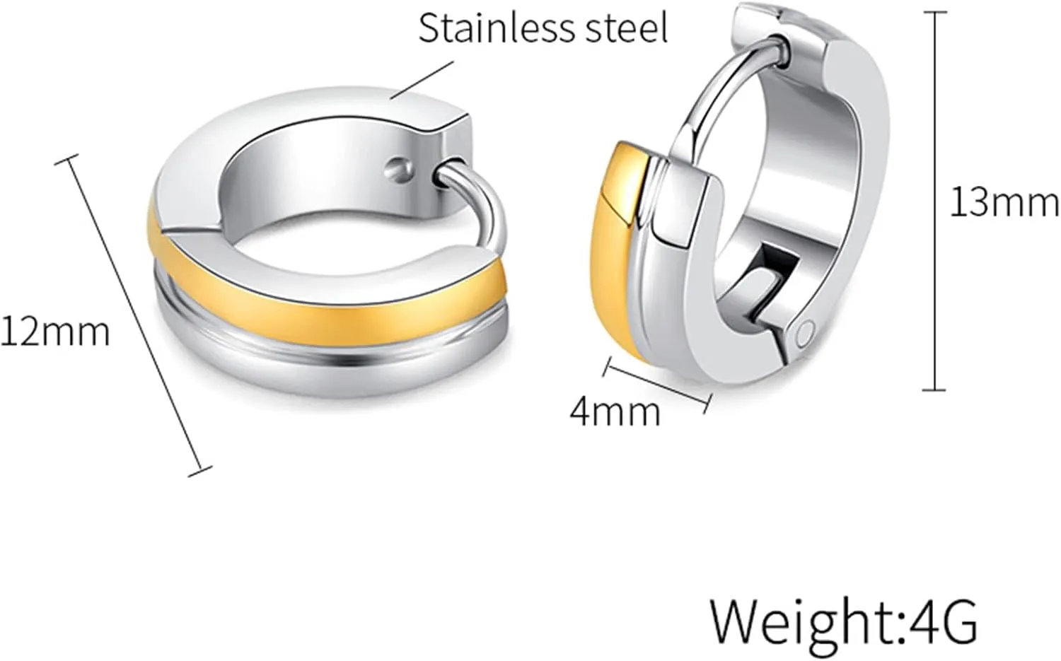 Punk Rock Simple Stainless Steel Huggie Hoop Earrings
