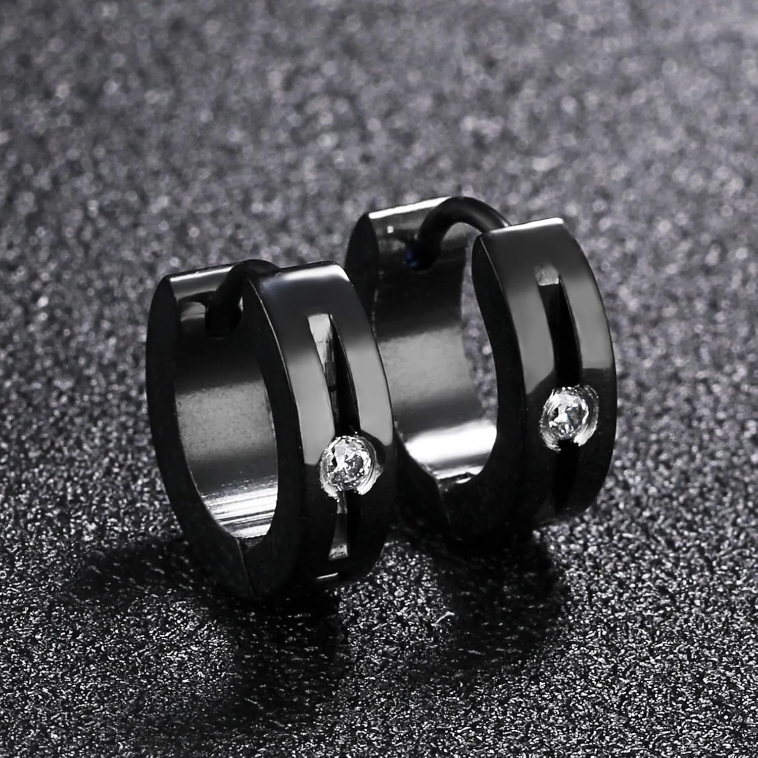 Punk Rock Stainless Steel Crystal Huggie Hoop Earrings