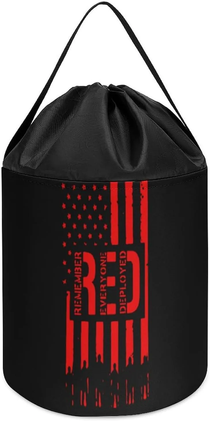 R.E.D Remember Everyone Deployed Red Friday Portable Organizer Round Organizer Storage Bag Bucket Makeup Cosmetic Bags