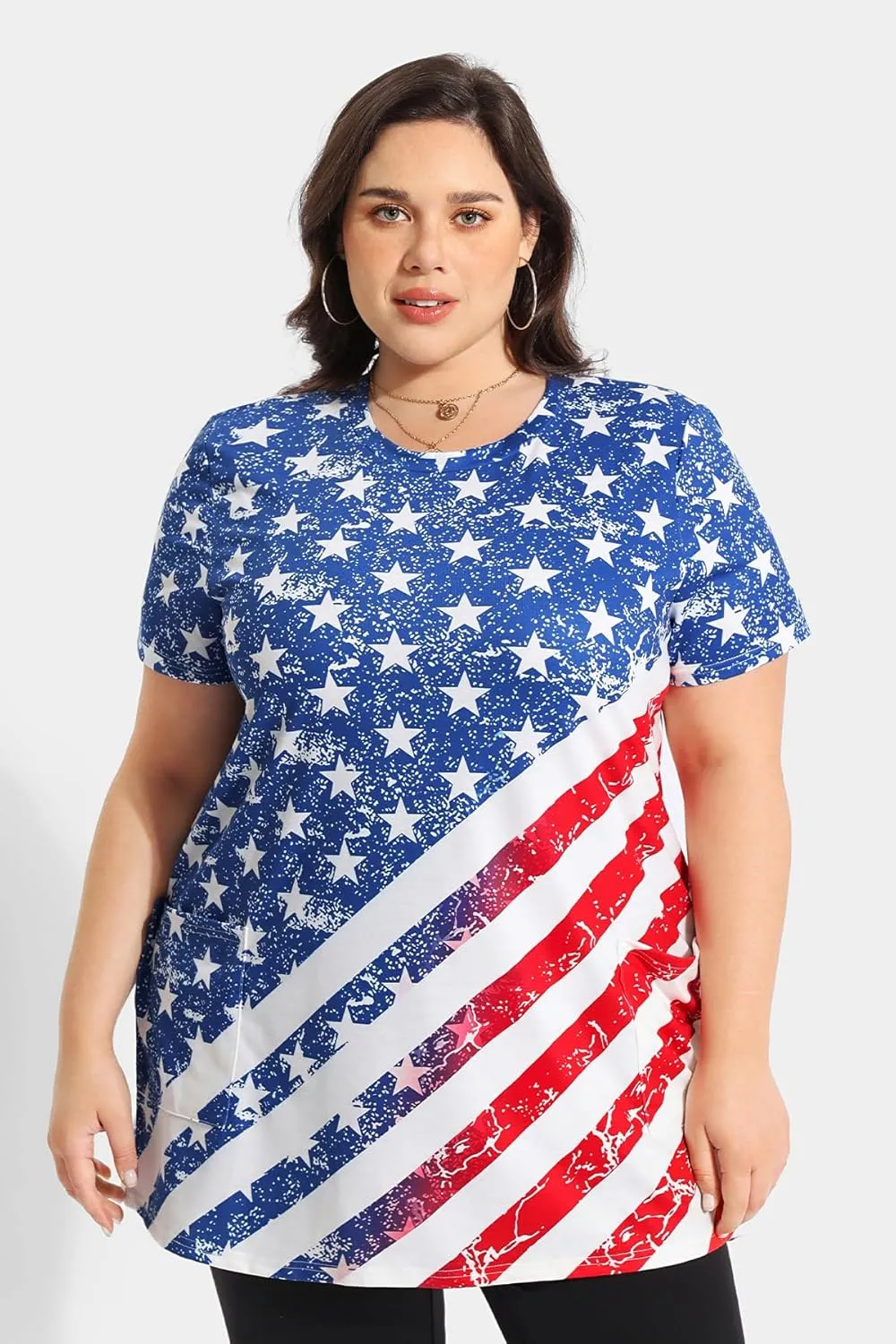 RITERA Plus Size Tops for Women Long Tunic Tops Summer Long Shirts Short Sleeve Spring Tops with Pockets for Leggings XL-5XL