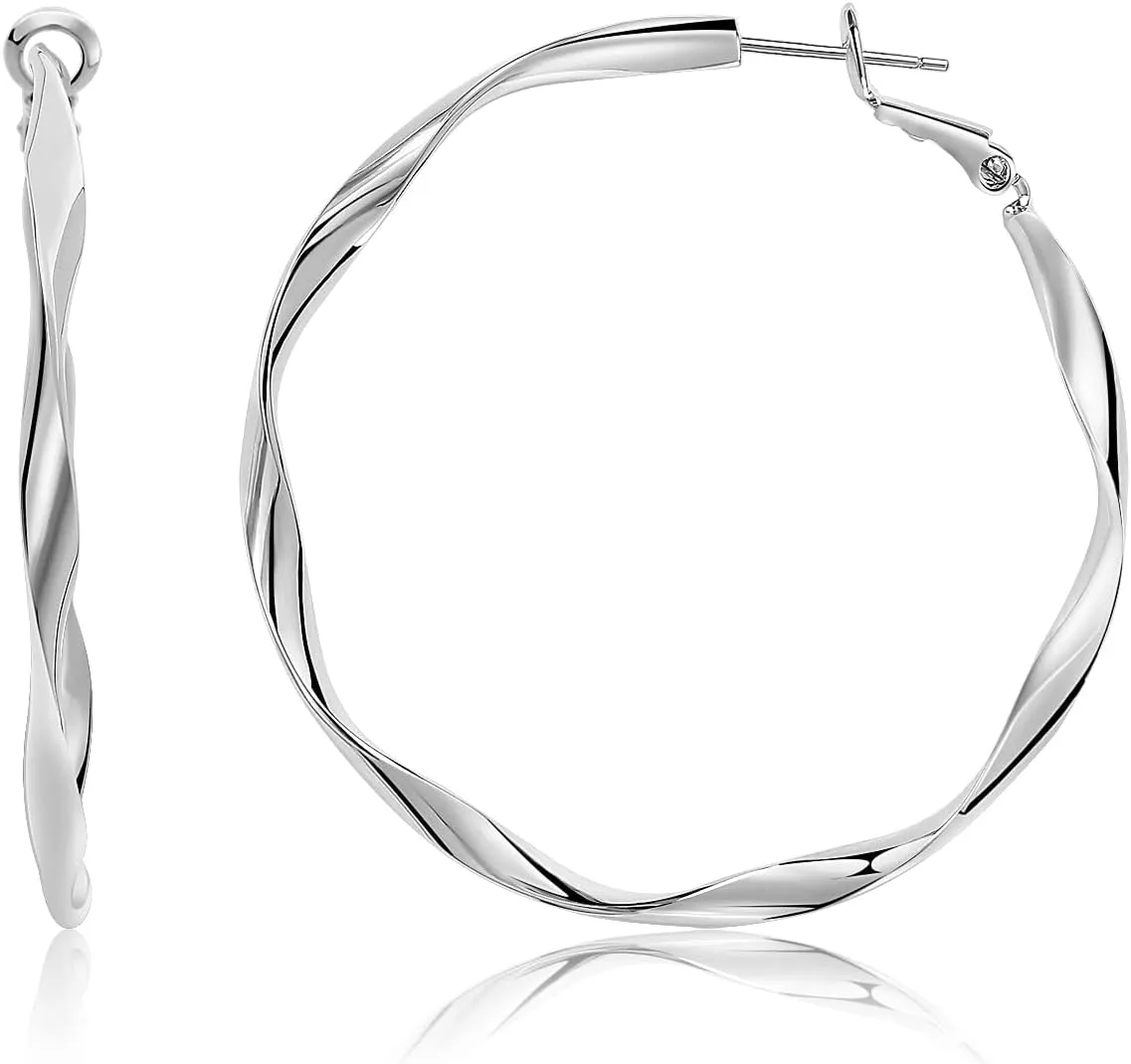 Rose Hoop Earrings Rose Yellow White Gold Plated Earrings for Women Rose Gold Loop Earrings 30mm 50mm