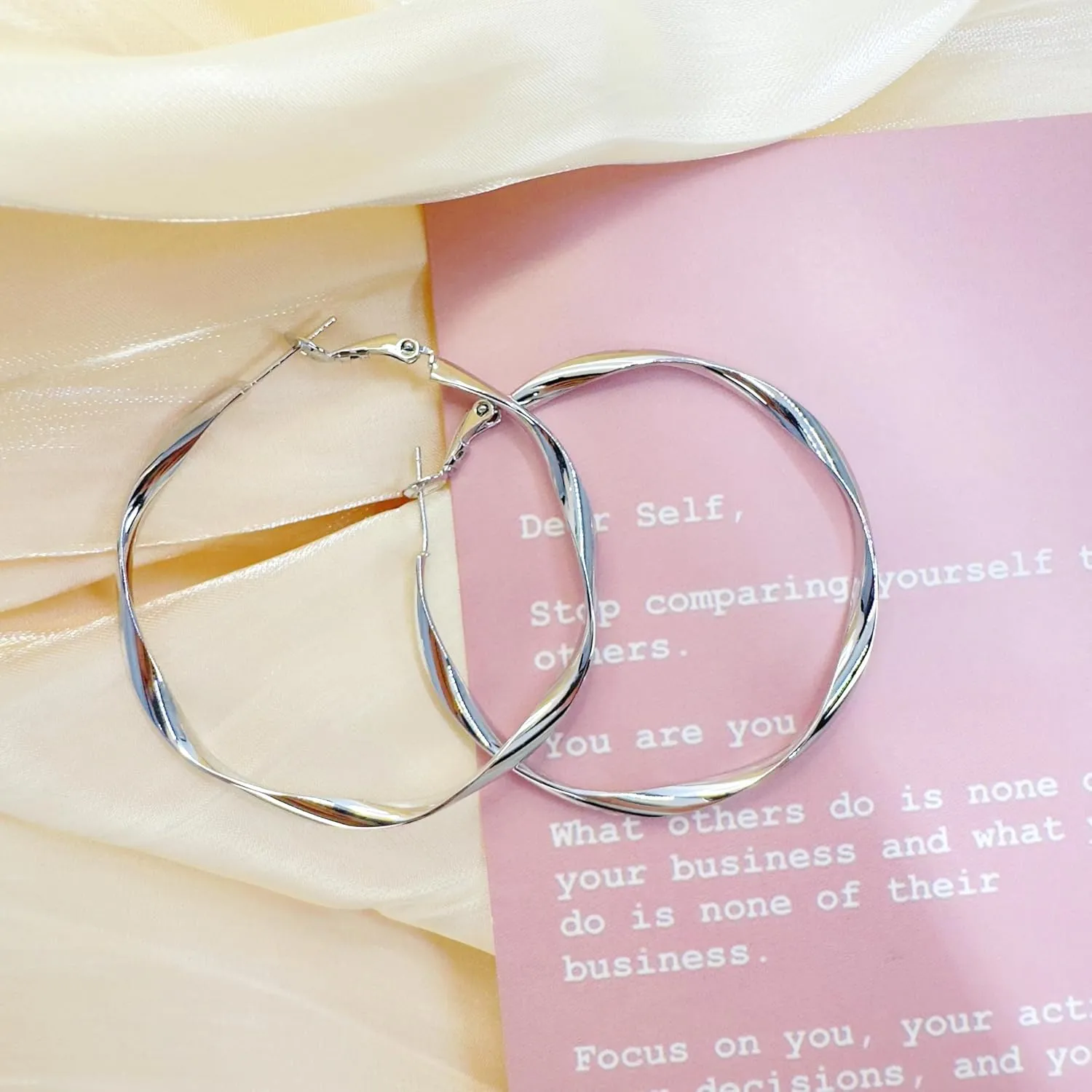 Rose Hoop Earrings Rose Yellow White Gold Plated Earrings for Women Rose Gold Loop Earrings 30mm 50mm