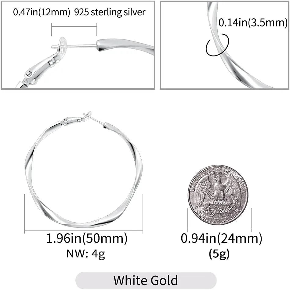 Rose Hoop Earrings Rose Yellow White Gold Plated Earrings for Women Rose Gold Loop Earrings 30mm 50mm