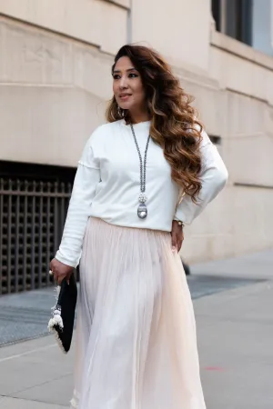 Round Neck Oversized Side Slit Sweater Top