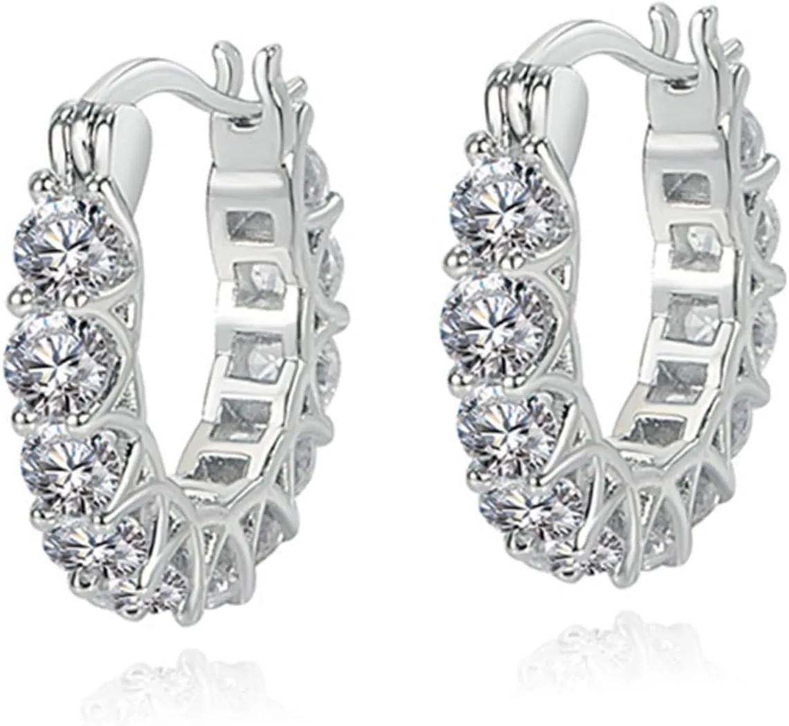 SAFIGLE 1 Pair Zircon Hoop Earrings for Women Trendy Boho Style Minimalist Statement Jewelry